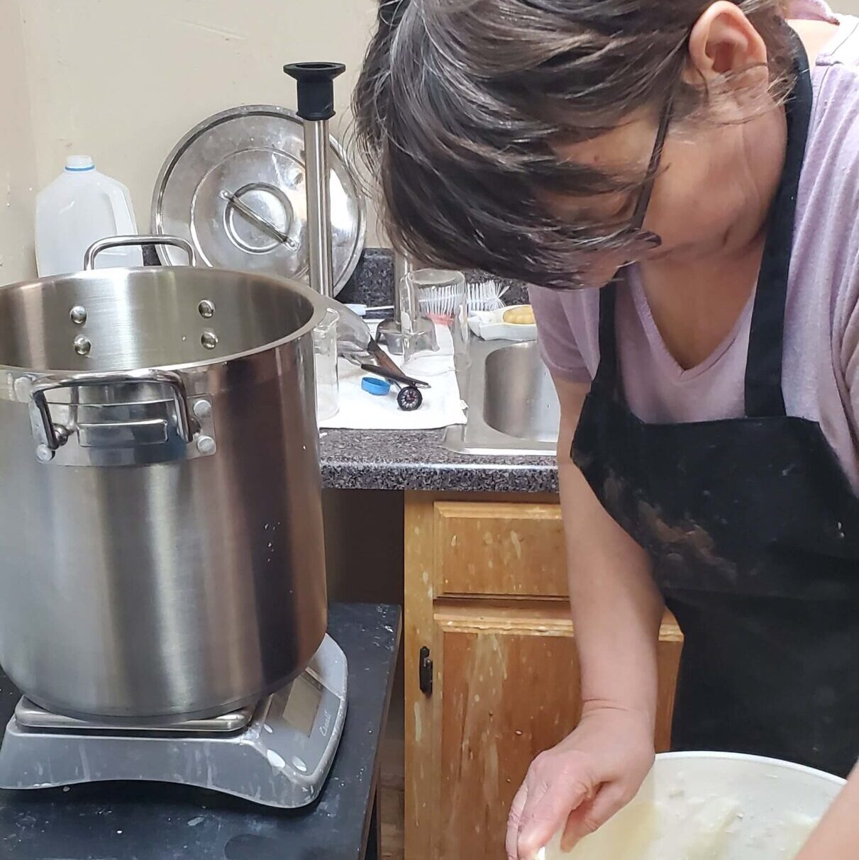 Susan making natural soap